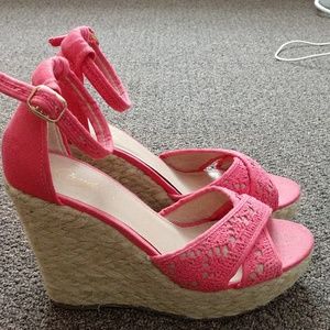 Coral pink espadrilles